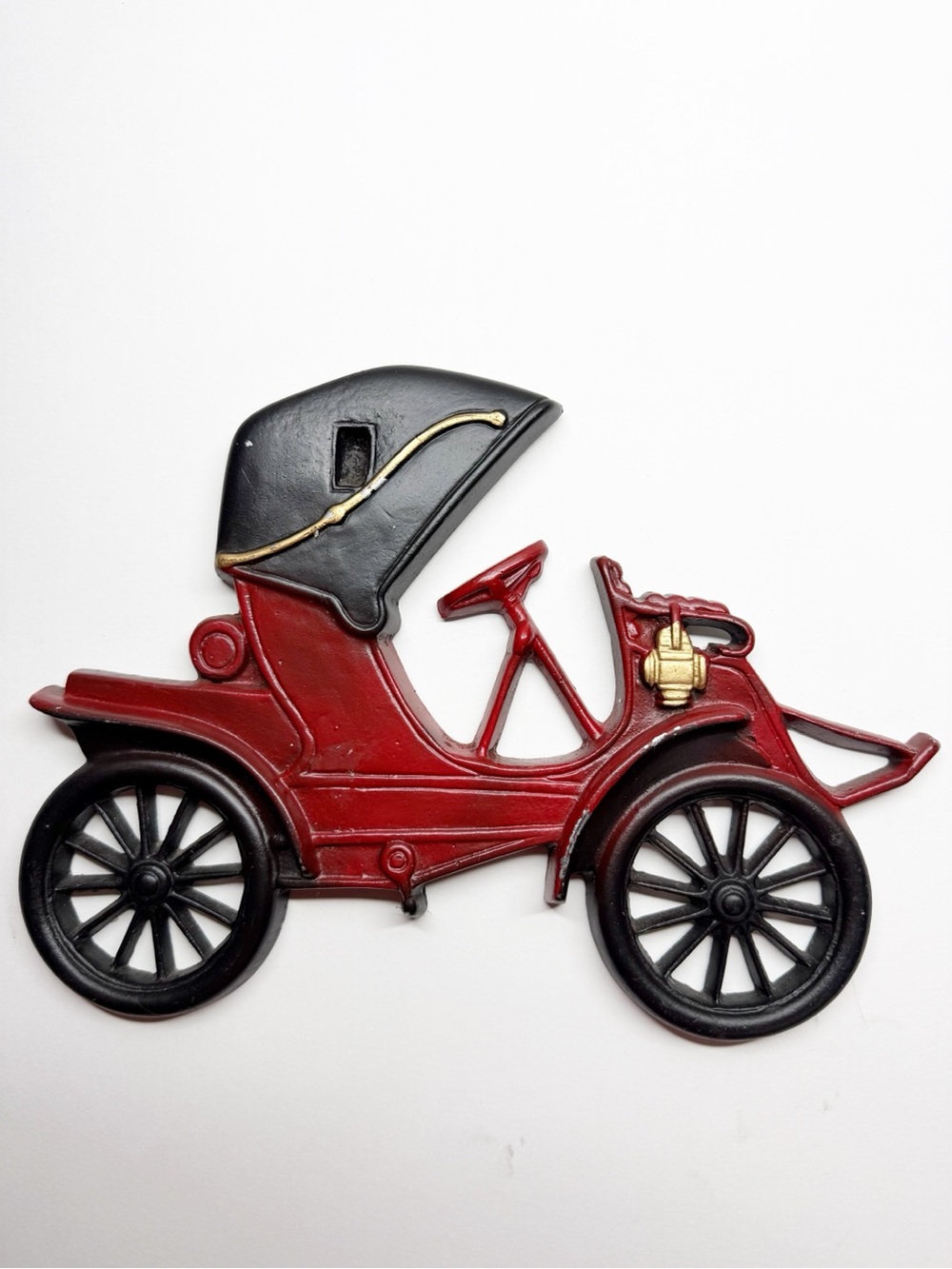 Vintage Midwest Cast Metal Red Antique Car Wall Art